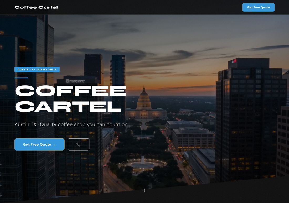 The landing page Clawza generated for Coffee Cartel