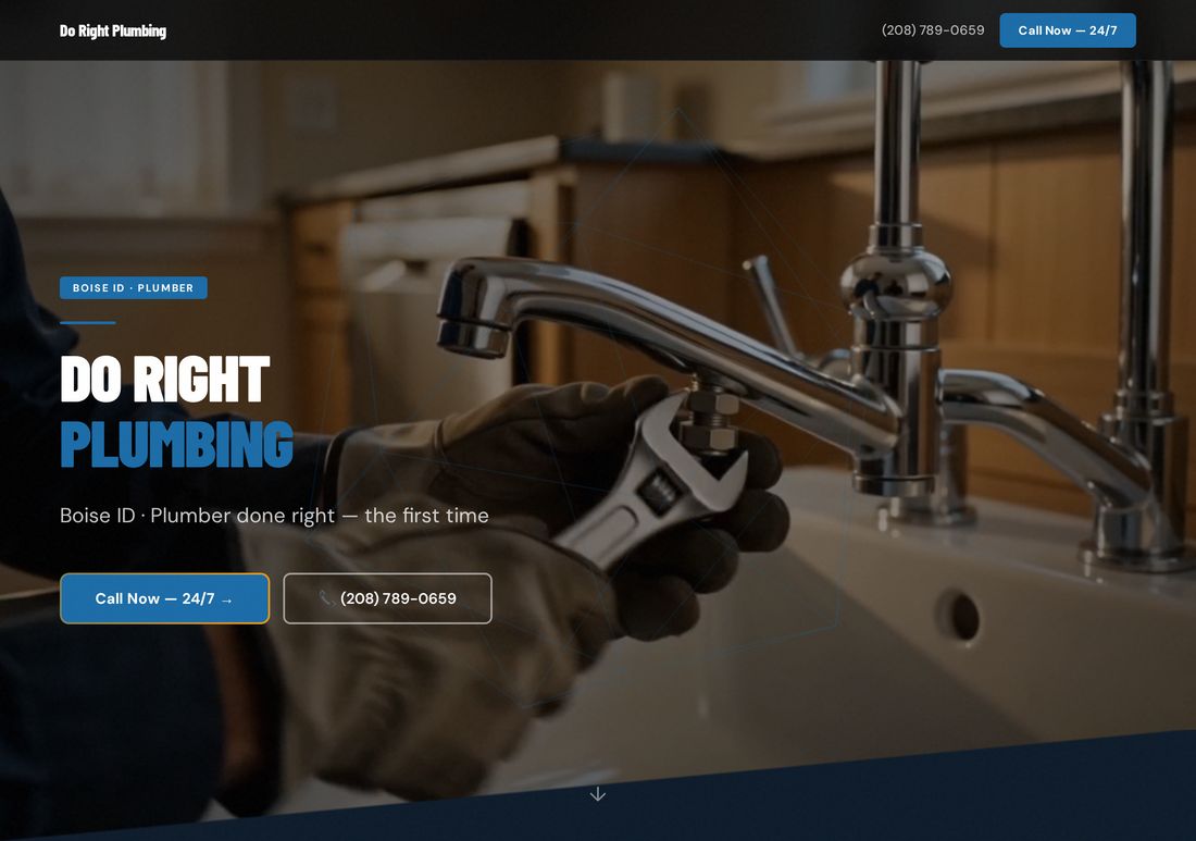 The landing page Clawza generated for Do Right Plumbing