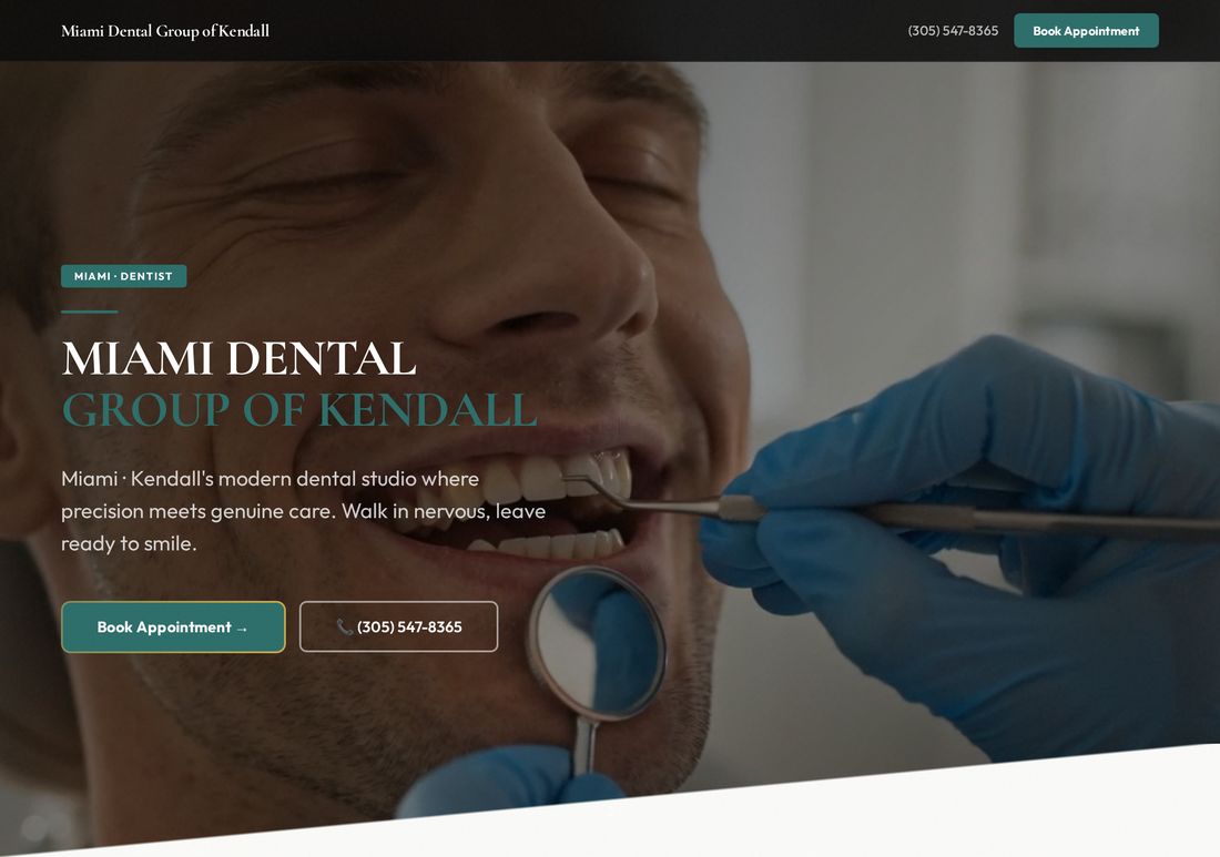 The landing page Clawza generated for Miami Dental Group
