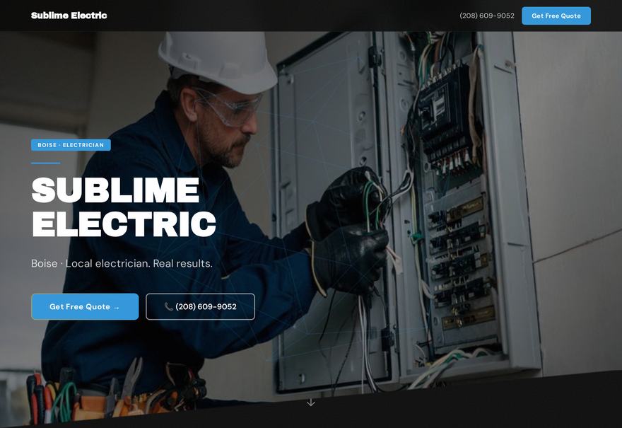 Actual Clawza-generated landing page for Sublime Electric